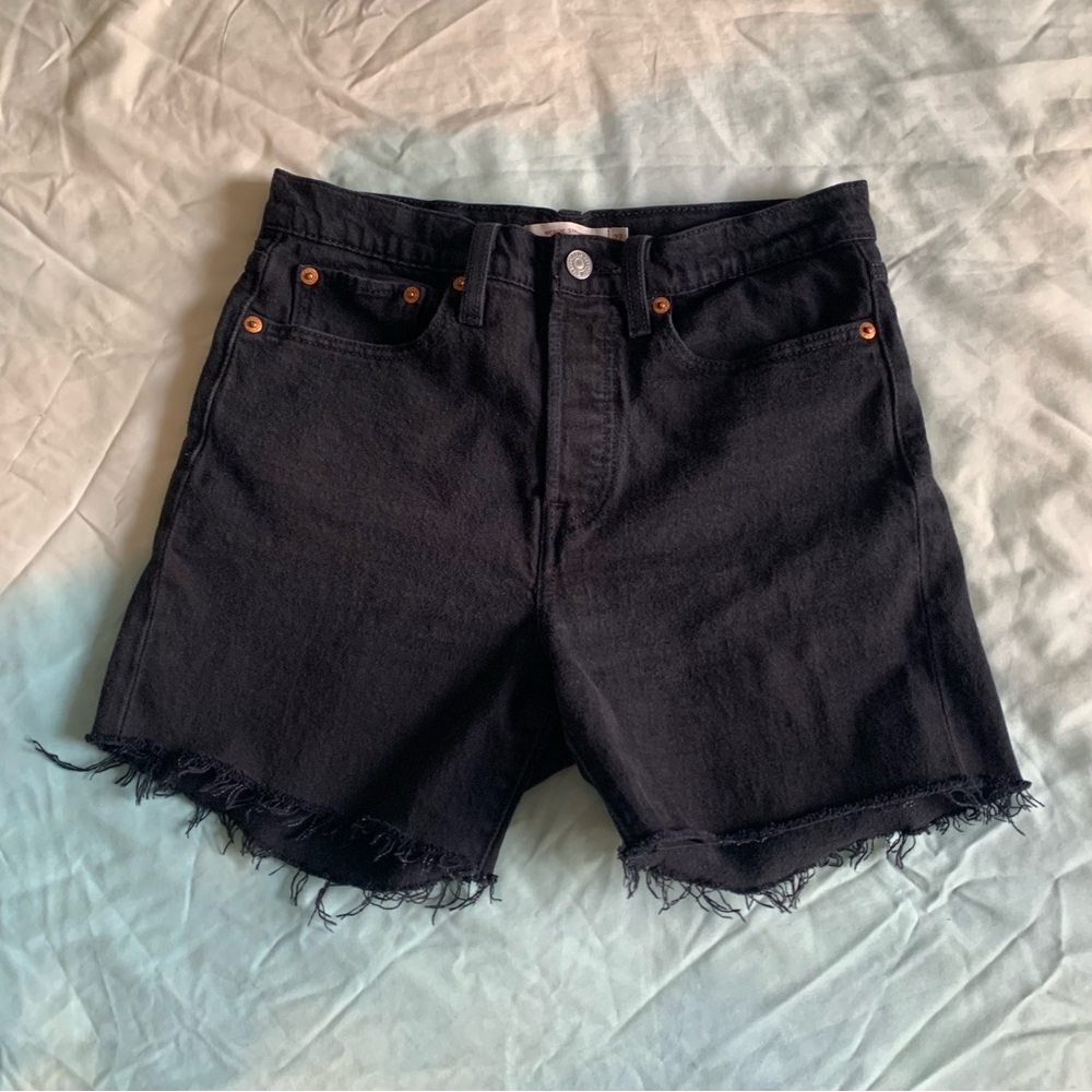 Levi’s DIY Cut-Off Black Denim Wedgie Shorts